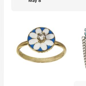 TOVA Blue snd white flower Enamel Ring